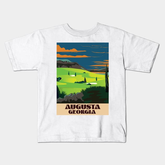 Augusta Georgia Golf sport poster Kids T-Shirt by nickemporium1